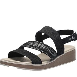 NIB NEW Bzees Black & Silver Bravo Comfort strappy sandals 9M